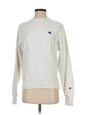 Champion Off-White Crewneck Sweatshirt with Logo